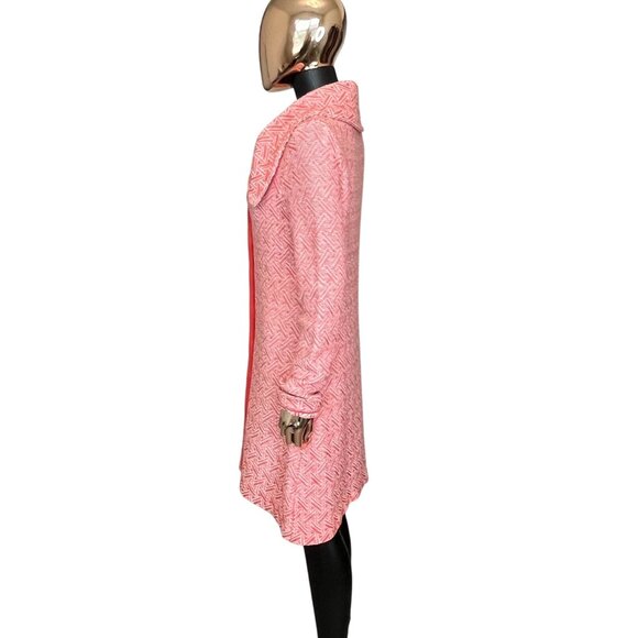 Sundance Knit Longline Sweater Coat Orange & Cream Button Front Collard Jacket M - Picture 4 of 13